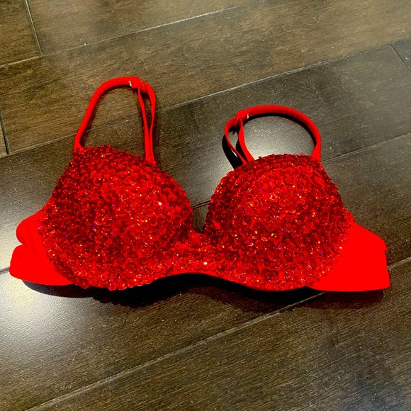 NWOT Red sequin bra size 34B - Picture 2 of 5